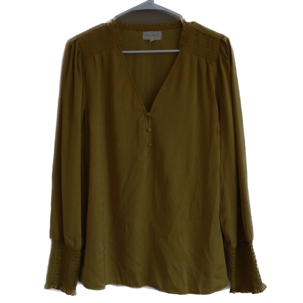 Chartreuse whimsical blouse with puffy sleeves